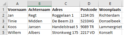 Magische formules in Excel tabel 1
